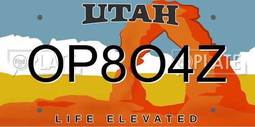 OP8O4Z Utah License Plate
