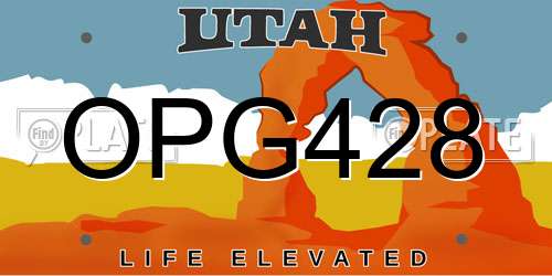 OPG428 Utah License Plate