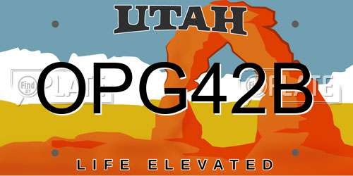 OPG42B Utah License Plate