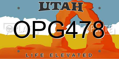 OPG478 Utah License Plate