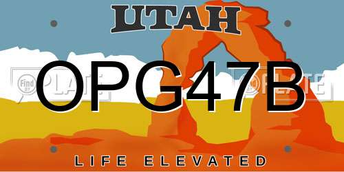 OPG47B Utah License Plate