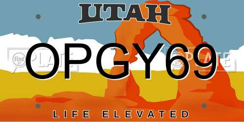 OPGY69 Utah License Plate