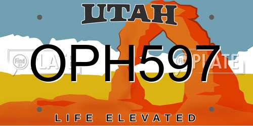 OPH597 Utah License Plate