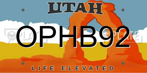 OPHB92 Utah License Plate