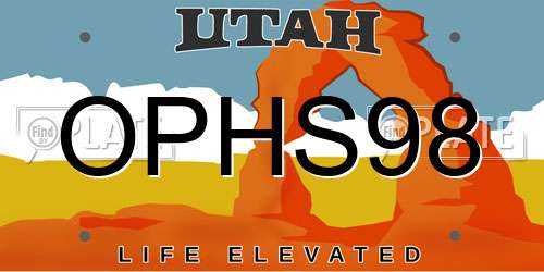 OPHS98 Utah License Plate