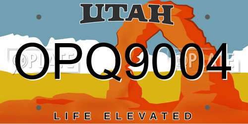 OPQ9004 Utah License Plate