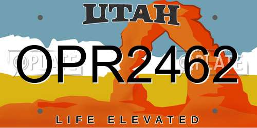 OPR2462 Utah License Plate