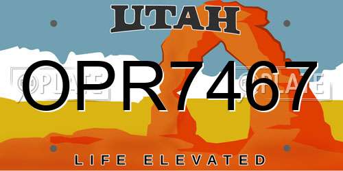 OPR7467 Utah License Plate