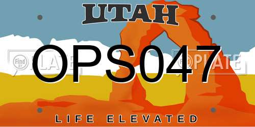 OPS047 Utah License Plate