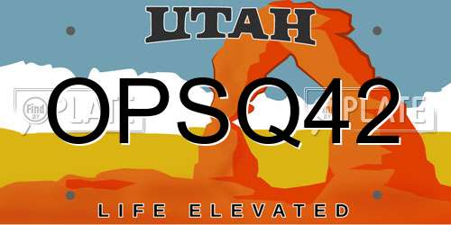 OPSQ42 Utah License Plate
