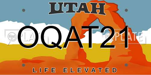 OQAT21 Utah License Plate