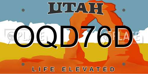 OQD76D Utah License Plate