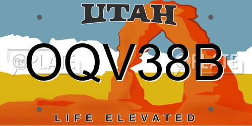 OQV38B Utah License Plate