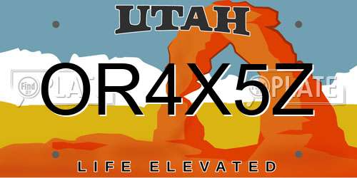 OR4X5Z Utah License Plate