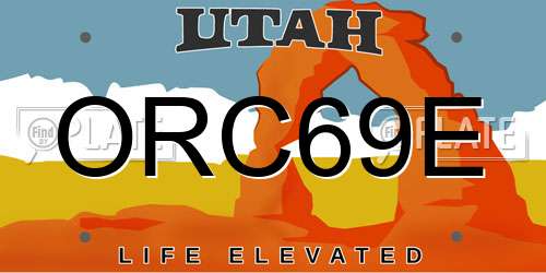 ORC69E Utah License Plate
