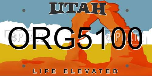 ORG5100 Utah License Plate