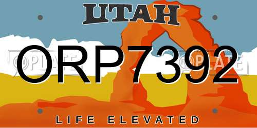 ORP7392 Utah License Plate