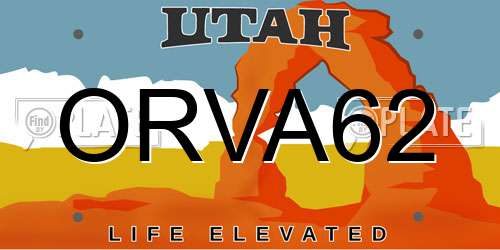 ORVA62 Utah License Plate
