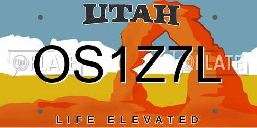 OS1Z7L Utah License Plate
