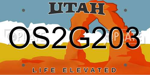 OS2G203 Utah License Plate