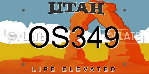 OS349 Utah License Plate