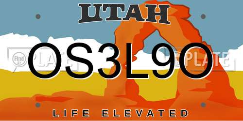 OS3L9O Utah License Plate
