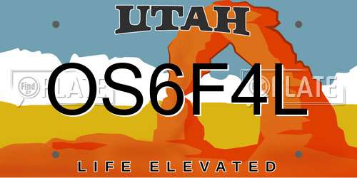 OS6F4L Utah License Plate