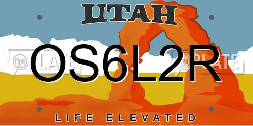 OS6L2R Utah License Plate