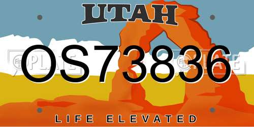 OS73836 Utah License Plate