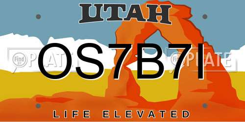 OS7B7I Utah License Plate