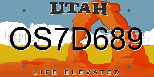 OS7D689 Utah License Plate