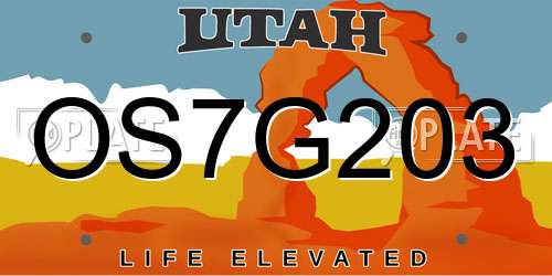 OS7G203 Utah License Plate