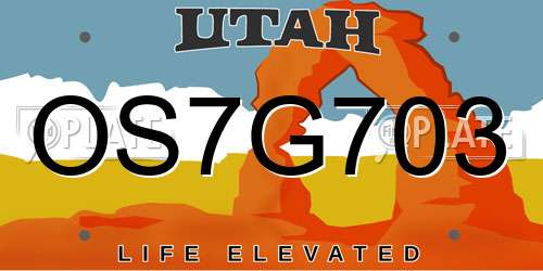 OS7G703 Utah License Plate