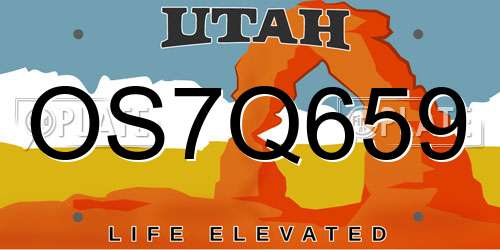 OS7Q659 Utah License Plate