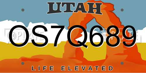 OS7Q689 Utah License Plate
