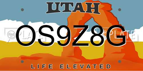 OS9Z8G Utah License Plate