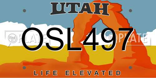OSL497 Utah License Plate