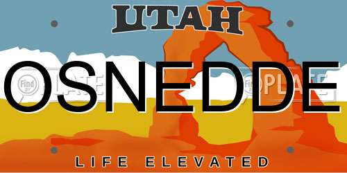 OSNEDDE Utah License Plate