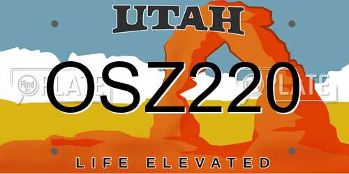 OSZ220 Utah License Plate