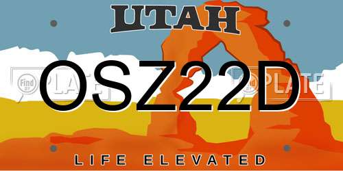 OSZ22D Utah License Plate