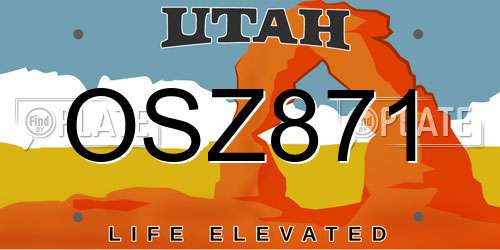 OSZ871 Utah License Plate