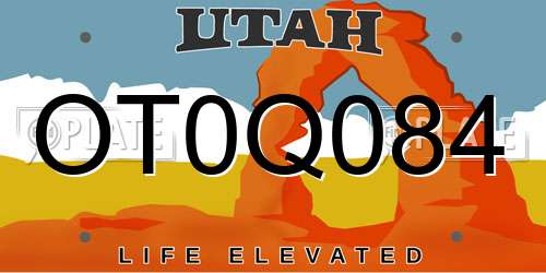OT0Q084 Utah License Plate