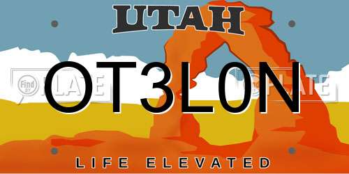 OT3L0N Utah License Plate