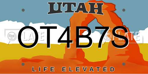 OT4B7S Utah License Plate