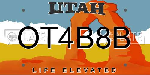 OT4B8B Utah License Plate