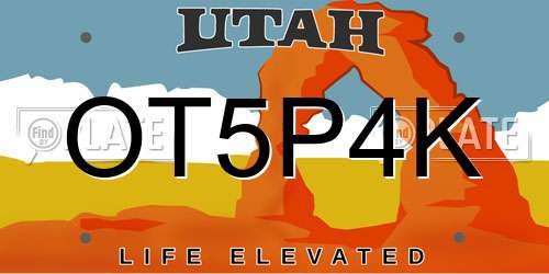OT5P4K Utah License Plate
