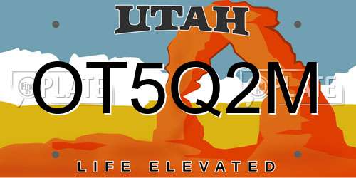 OT5Q2M Utah License Plate