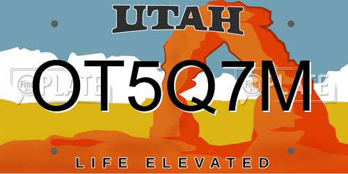 OT5Q7M Utah License Plate
