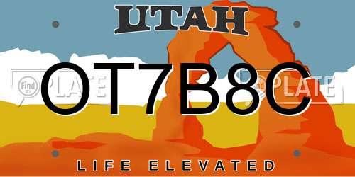 OT7B8C Utah License Plate