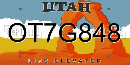 OT7G848 Utah License Plate